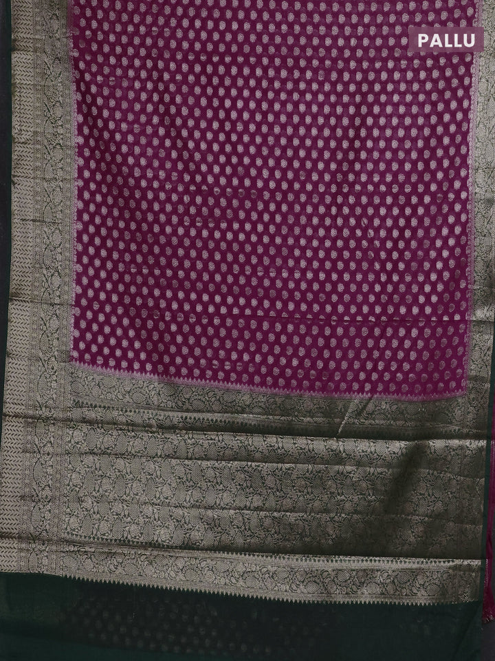 Wine & Green Semi Chiniya Silk Saree