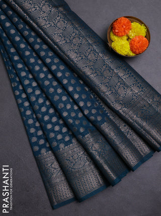 Peacock Green Semi Chiniya Silk Saree