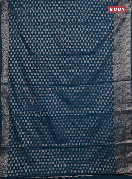 Peacock Green Semi Chiniya Silk Saree