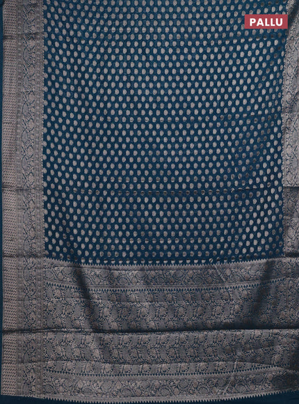 Peacock Green Semi Chiniya Silk Saree