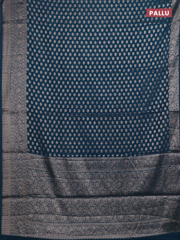 Peacock Green Semi Chiniya Silk Saree