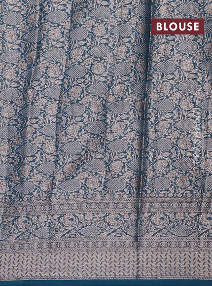 Peacock Green Semi Chiniya Silk Saree