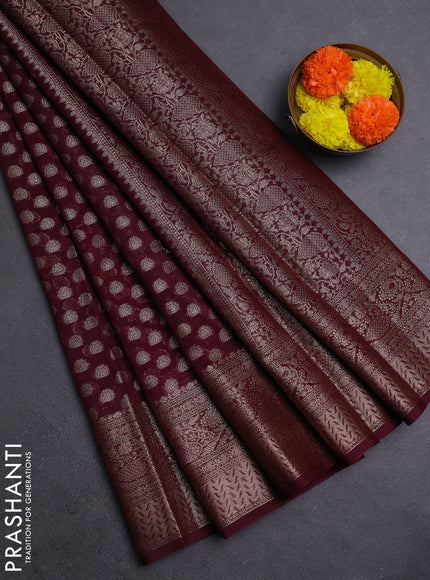 Wine Semi Chiniya Silk Saree