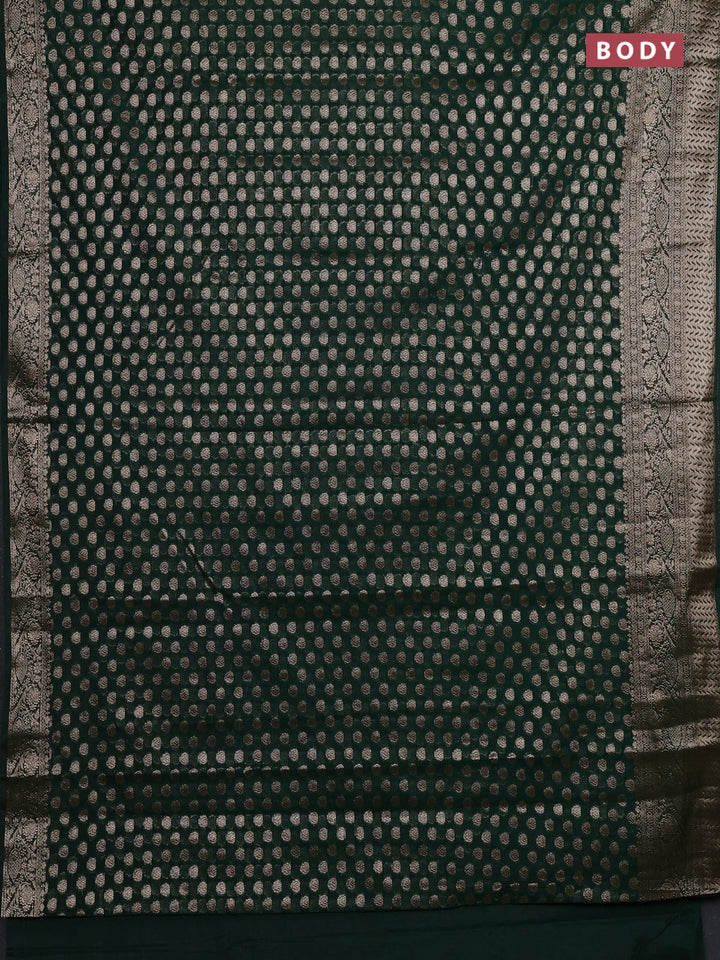 Bottle Green Semi Chiniya Silk Saree