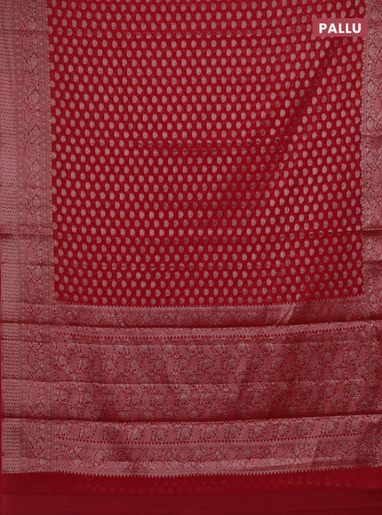 Red Semi Chiniya Silk Saree