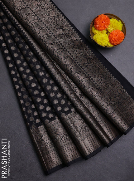 Black Semi Chiniya Silk Saree