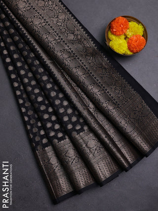 Black Semi Chiniya Silk Saree