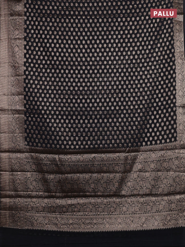 Black Semi Chiniya Silk Saree
