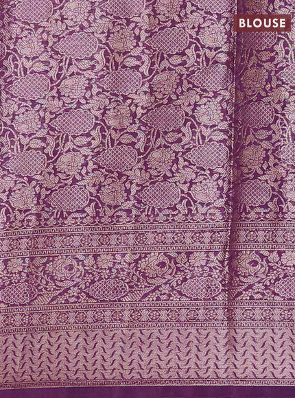 Mustard Yellow & Violet Semi Chiniya Silk Saree