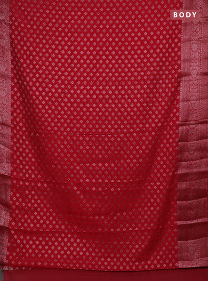 Red Semi Chiniya Silk Saree