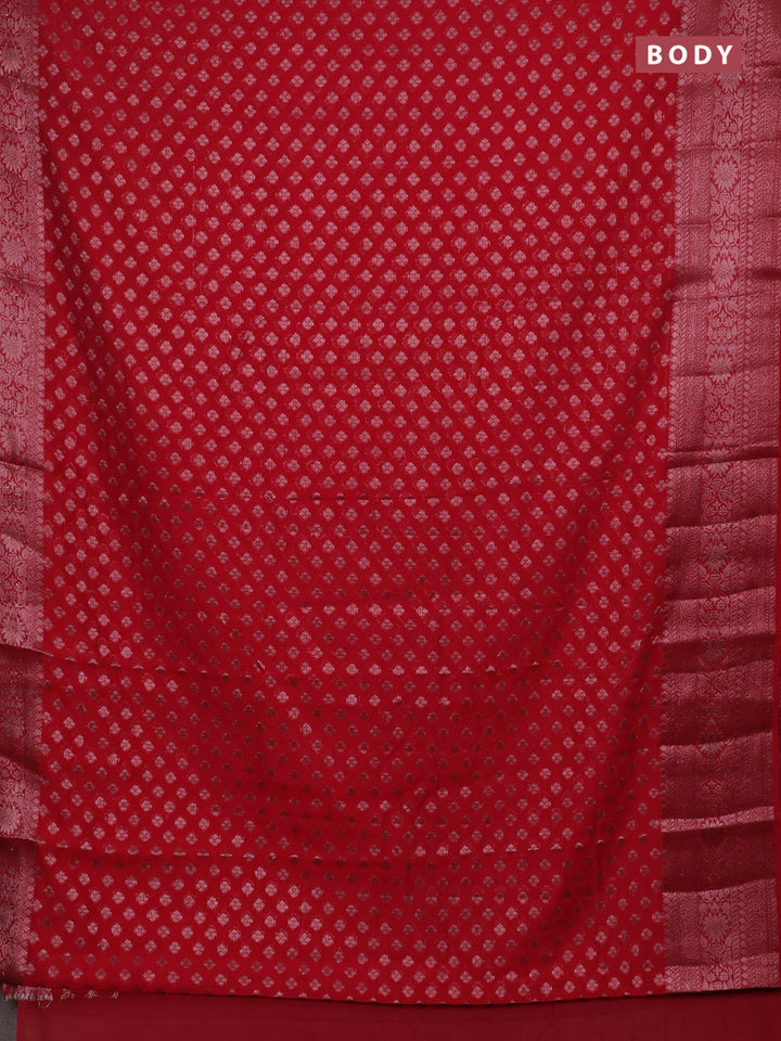 Red Semi Chiniya Silk Saree