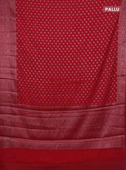Red Semi Chiniya Silk Saree