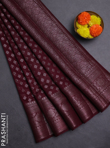 Wine Semi Chiniya Silk Saree