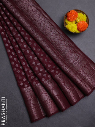 Wine Semi Chiniya Silk Saree