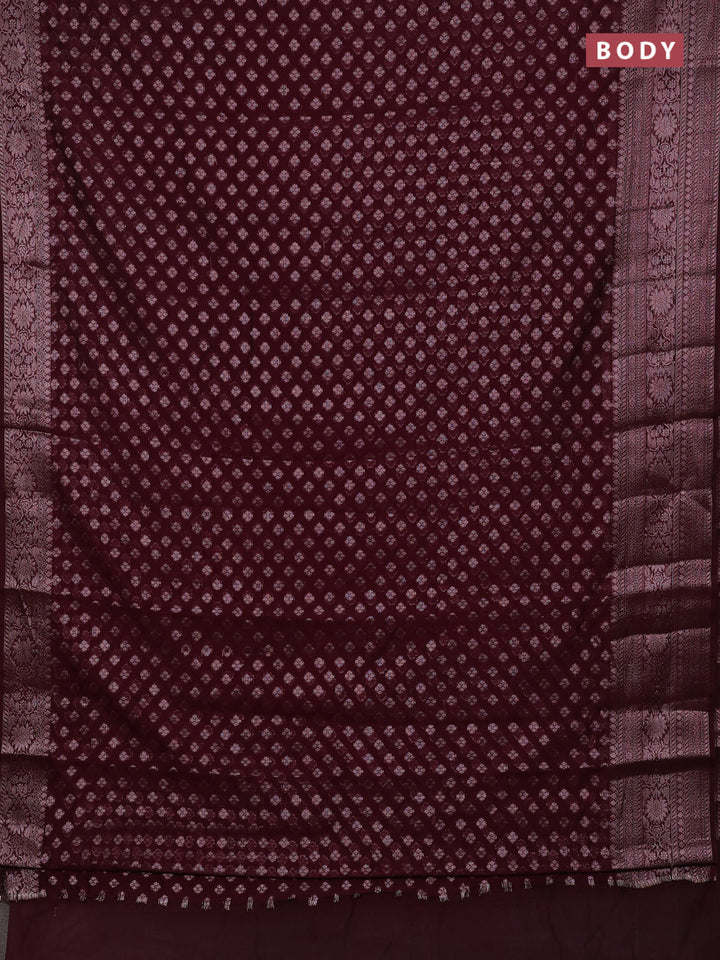 Wine Semi Chiniya Silk Saree