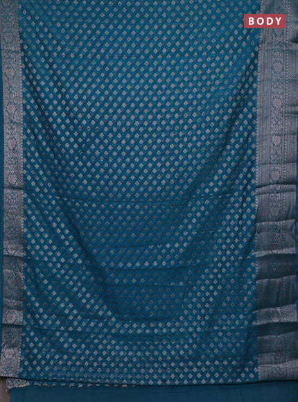Peacock Blue Semi Chiniya Silk Saree