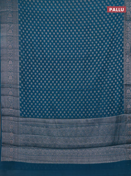 Peacock Blue Semi Chiniya Silk Saree