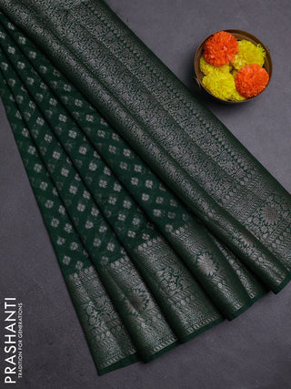 Bottle Green Semi Chiniya Silk Saree