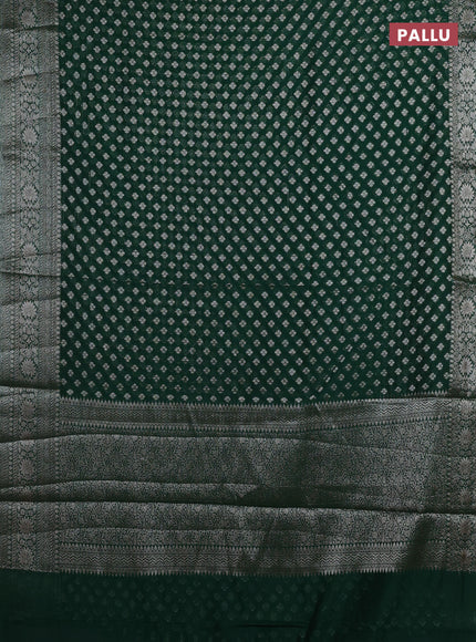 Bottle Green Semi Chiniya Silk Saree