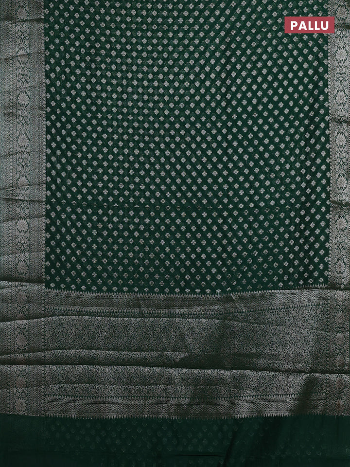 Bottle Green Semi Chiniya Silk Saree