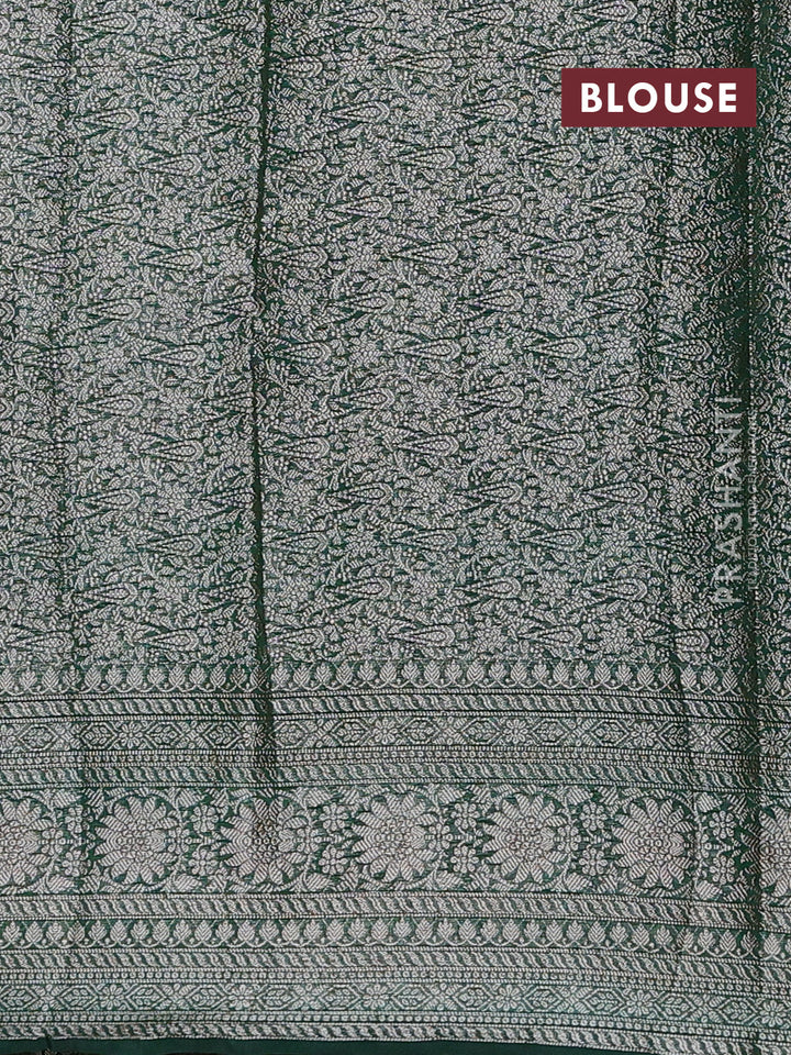 Bottle Green Semi Chiniya Silk Saree
