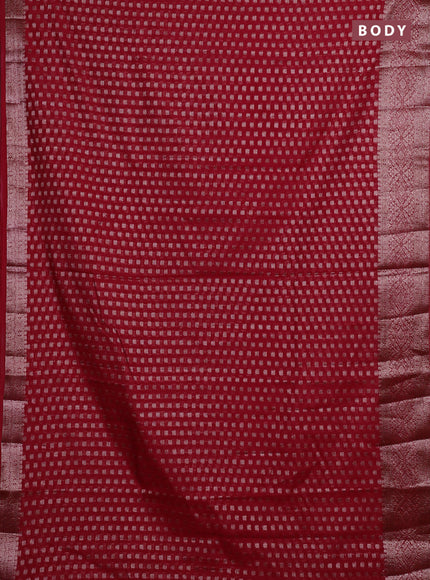 Red Semi Chiniya Silk Saree