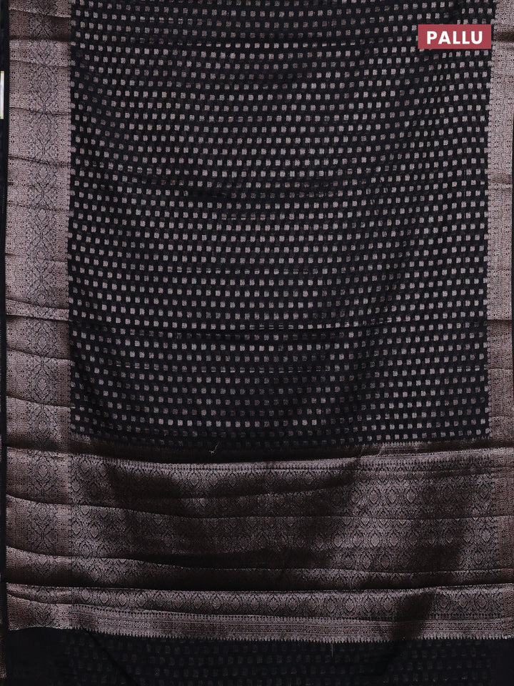 Black Semi Chiniya Silk Saree