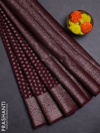 Wine Semi Chiniya Silk Saree