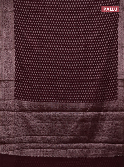 Wine Semi Chiniya Silk Saree