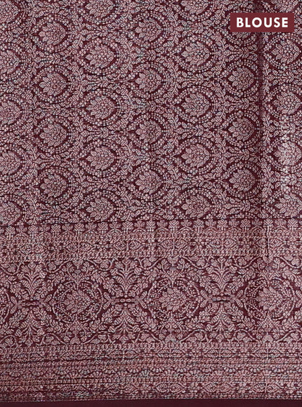 Wine Semi Chiniya Silk Saree