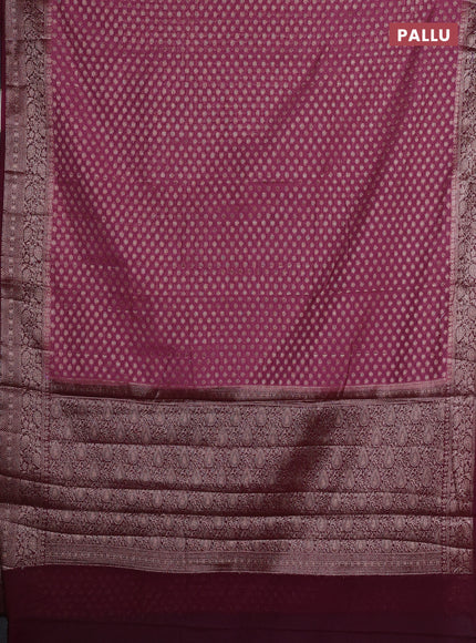 Mauve Pink & Wine Semi Chiniya Silk Saree