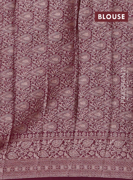Mauve Pink & Wine Semi Chiniya Silk Saree