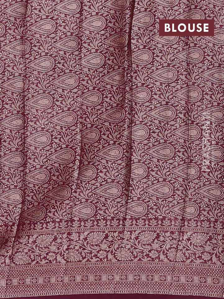 Mauve Pink & Wine Semi Chiniya Silk Saree