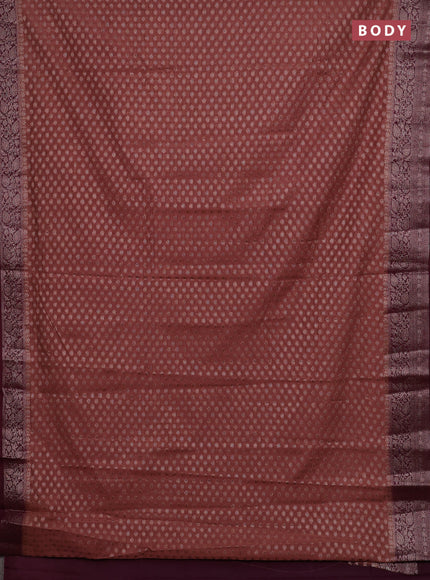 Pastel Brown & Wine Semi Chiniya Silk Saree