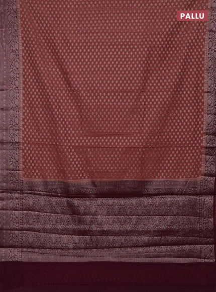 Pastel Brown & Wine Semi Chiniya Silk Saree