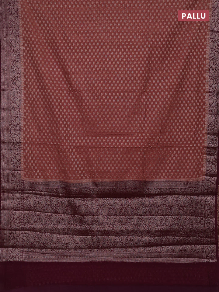 Pastel Brown & Wine Semi Chiniya Silk Saree