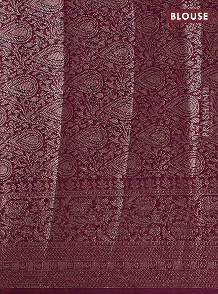 Pastel Brown & Wine Semi Chiniya Silk Saree