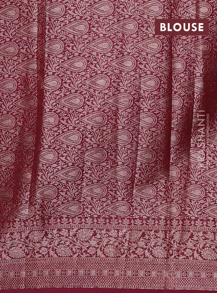 Peacock Blue & Wine Semi Chiniya Silk Saree