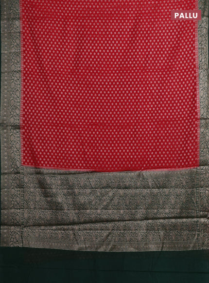 Red & Green Semi Chiniya Silk Saree