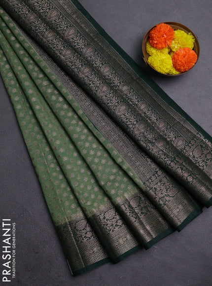 Pastel Green & Bottle Green Semi Chiniya Silk Saree