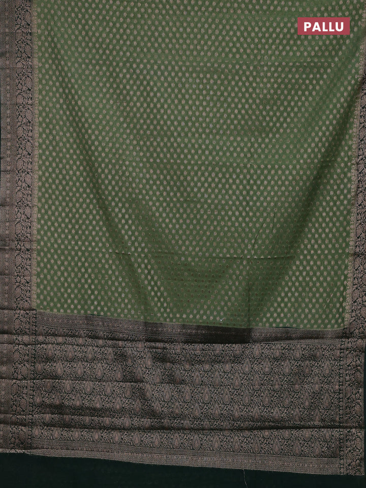 Pastel Green & Bottle Green Semi Chiniya Silk Saree