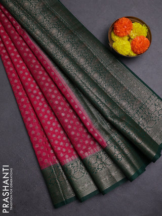 Pink & Green Semi Chiniya Silk Saree