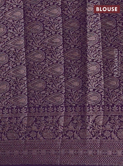Mustard Yellow & Violet Semi Chiniya Silk Saree