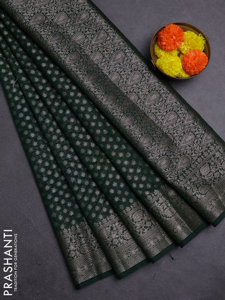 Bottle Green Semi Chiniya Silk Saree