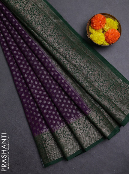 Violet & Green Semi Chiniya Silk Saree