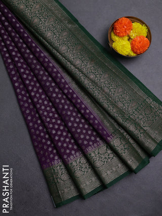 Violet & Green Semi Chiniya Silk Saree