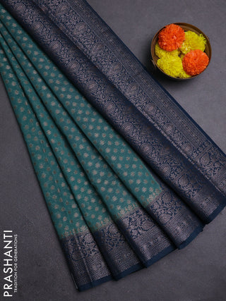 Pastel Green & Peacock Green Semi Chiniya Silk Saree
