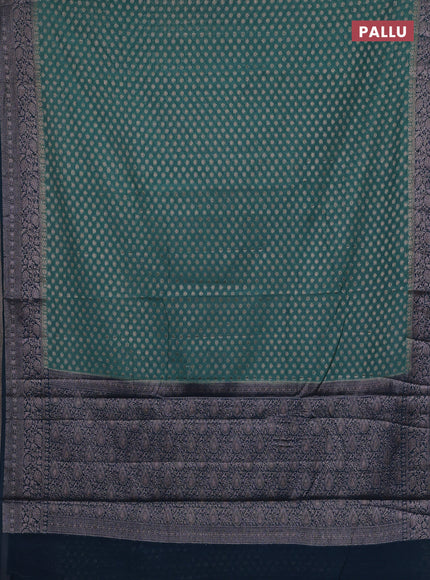 Pastel Green & Peacock Green Semi Chiniya Silk Saree