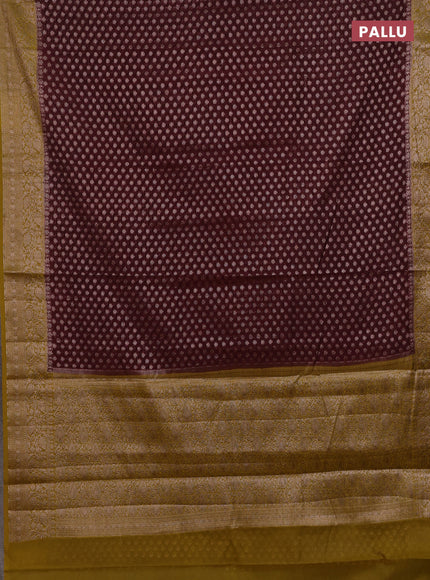 Coffee Brown & Mustard Green Semi Chiniya Silk Saree