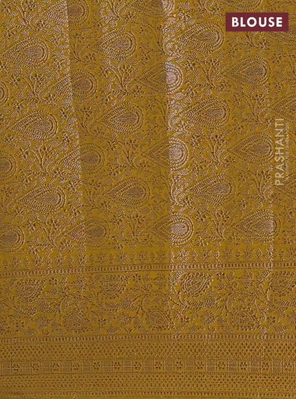 Coffee Brown & Mustard Green Semi Chiniya Silk Saree
